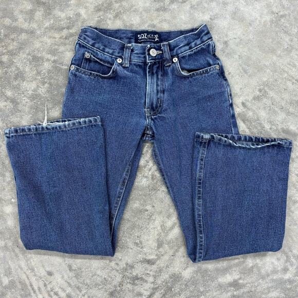 Y2K SQZ Jeans Kids Girls Sz 7 Pockets Blue Cotton Flare 90s Classic Cotton - Picture 3 of 14